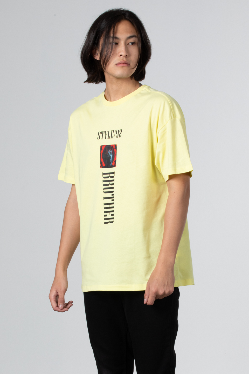 Stlye baskılı oversize t-shirt-1031 Sarı