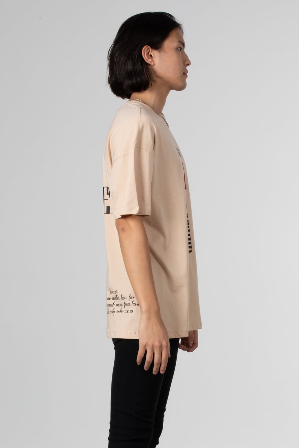 Stlye baskılı oversize t-shirt-1031 Taş