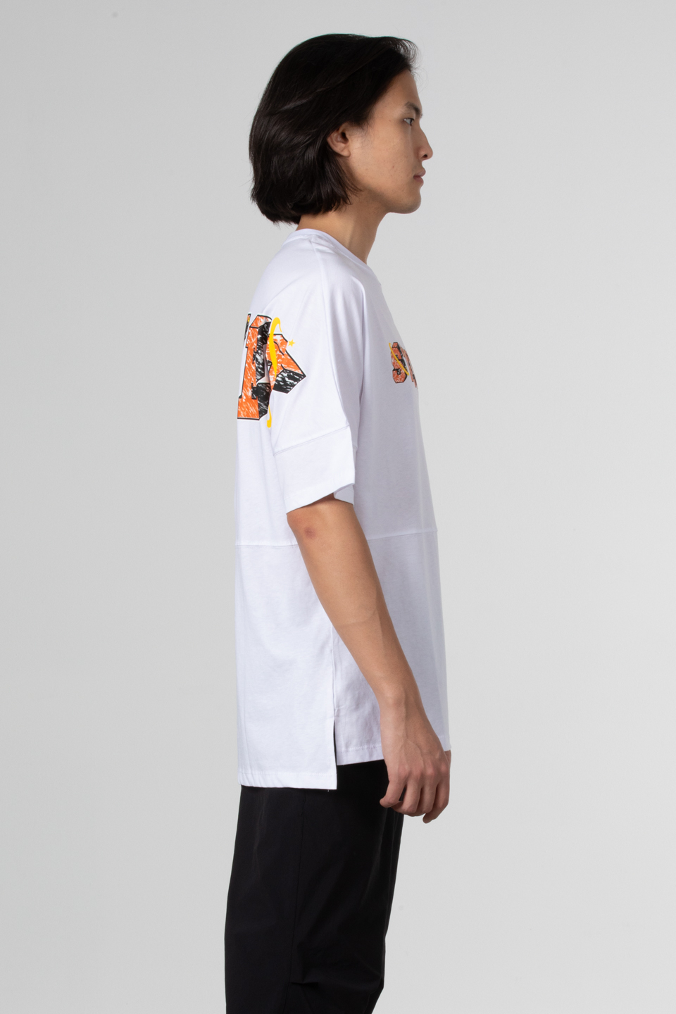 Street ön arka yazı baskılı t-shirt-1007 Beyaz