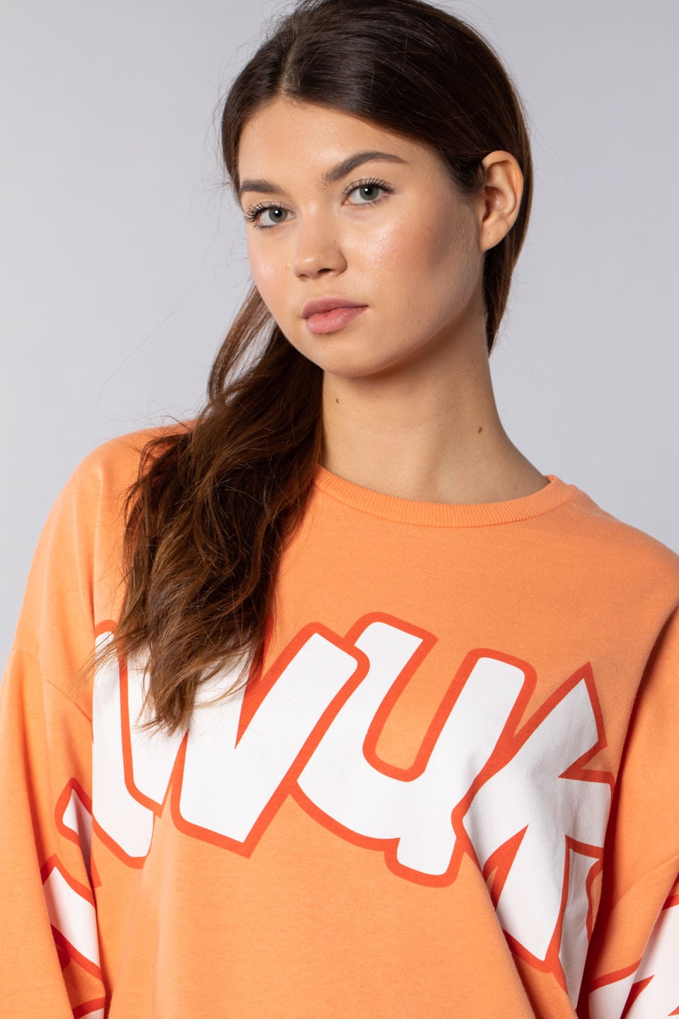 Sunwukong yazı baskılı sweatshirt-9657 Kavun