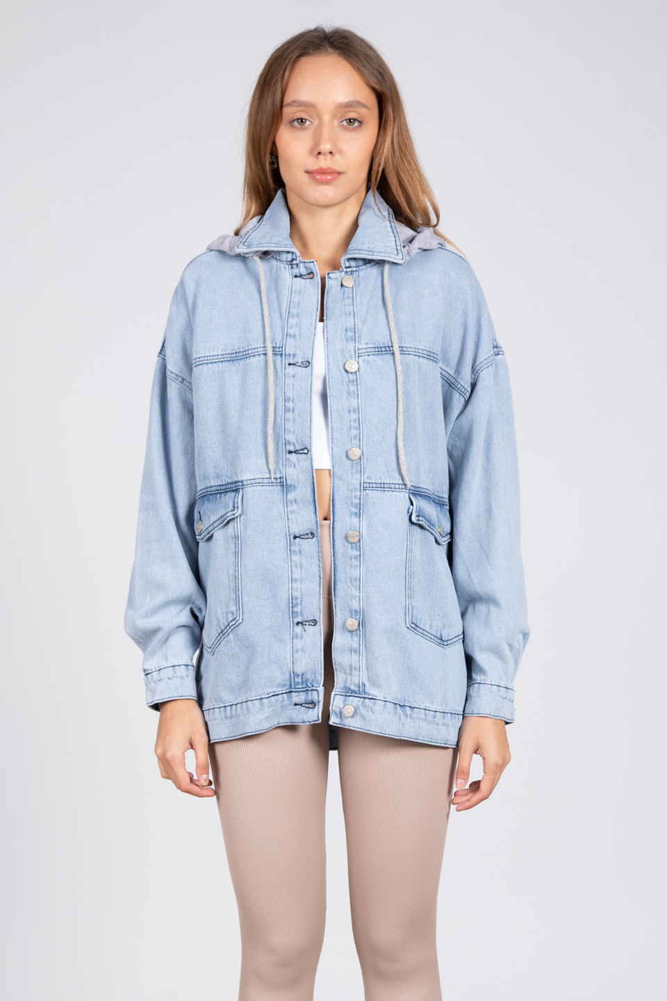 Sweat Garnili Kot Ceket - Mavi
