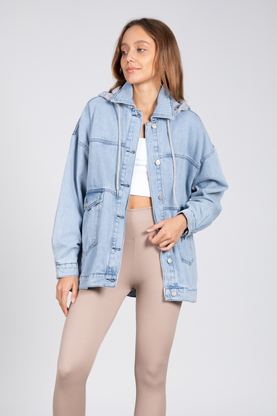 Sweat Garnili Kot Ceket - Mavi