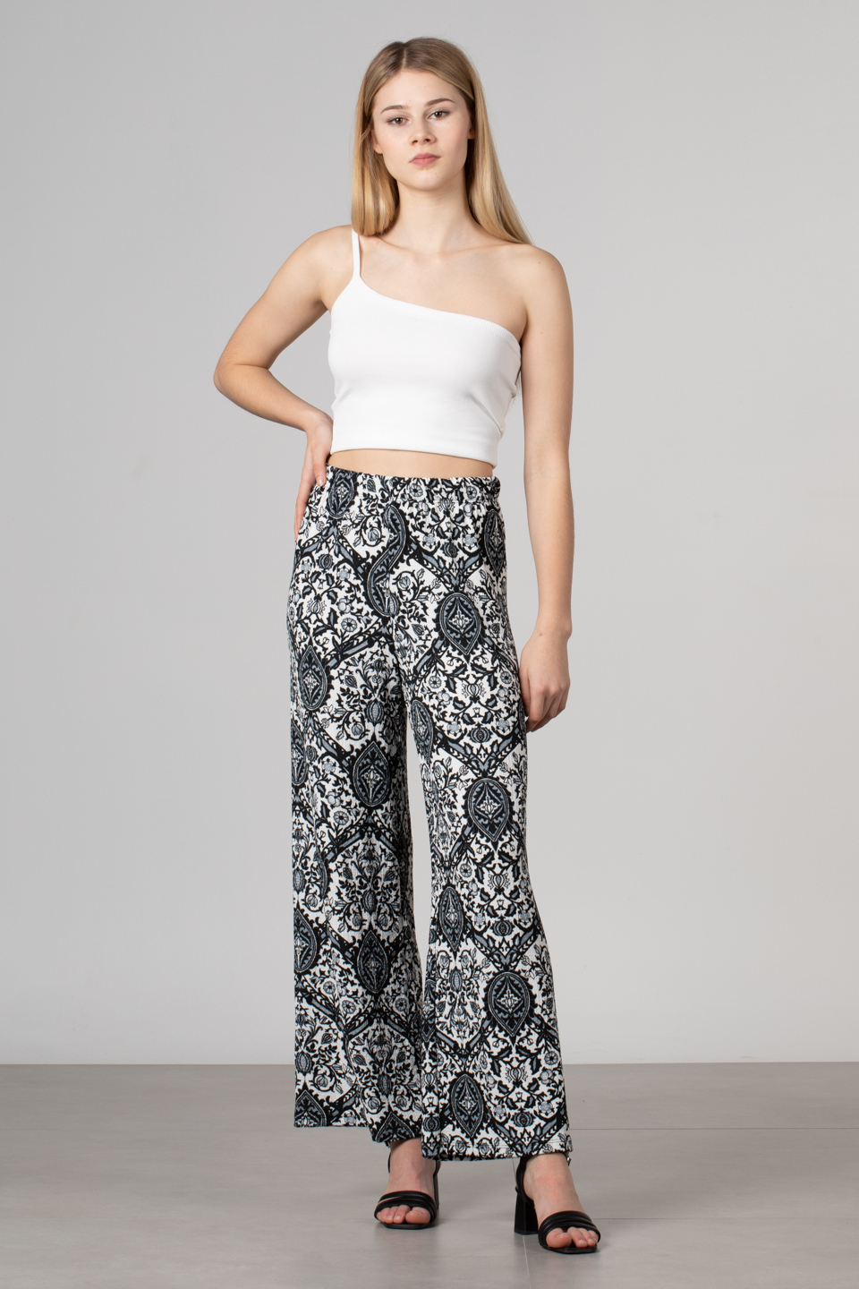 Tek askılı crop body-8964 Beyaz