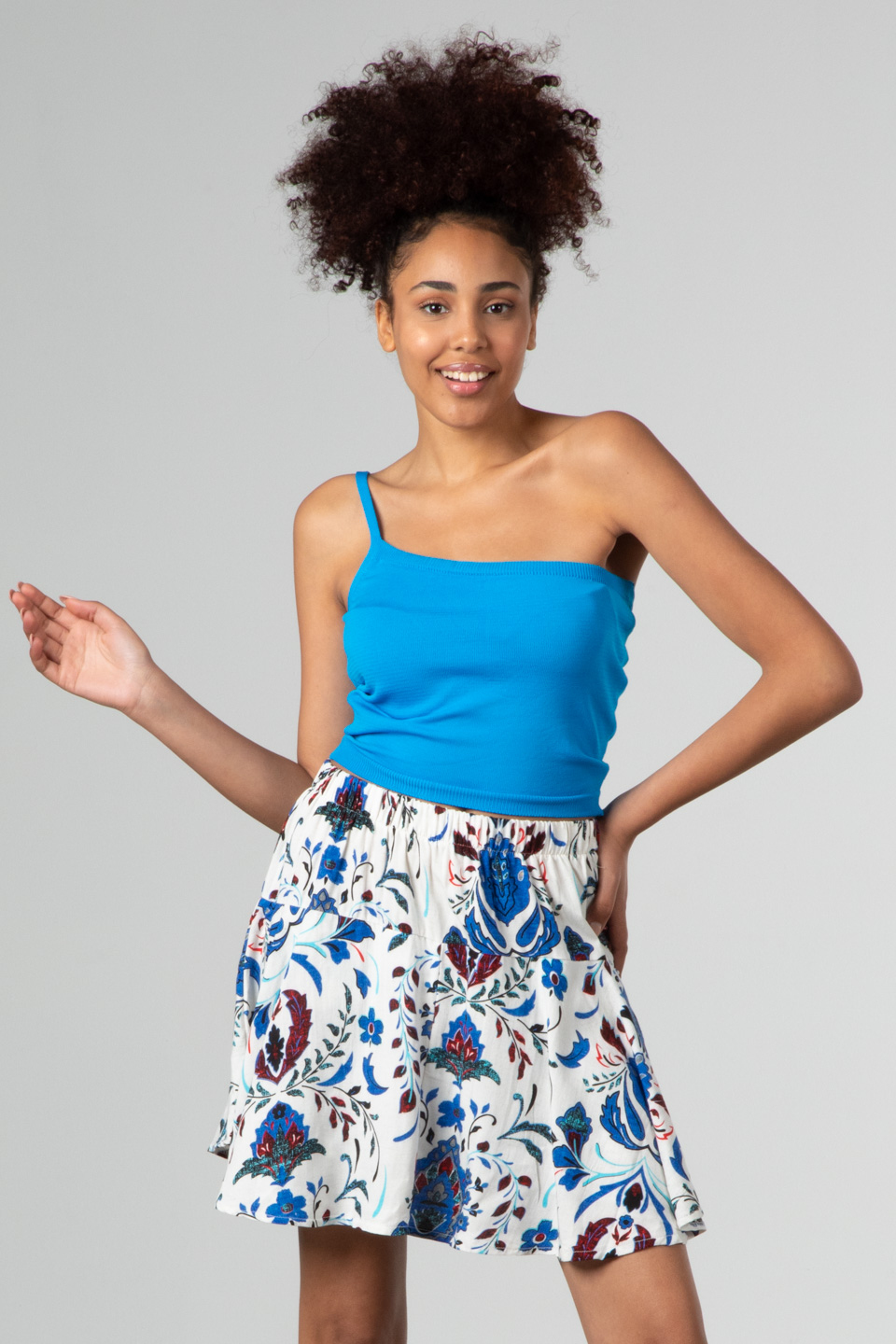 Tek askılı crop body-8964 Mavi