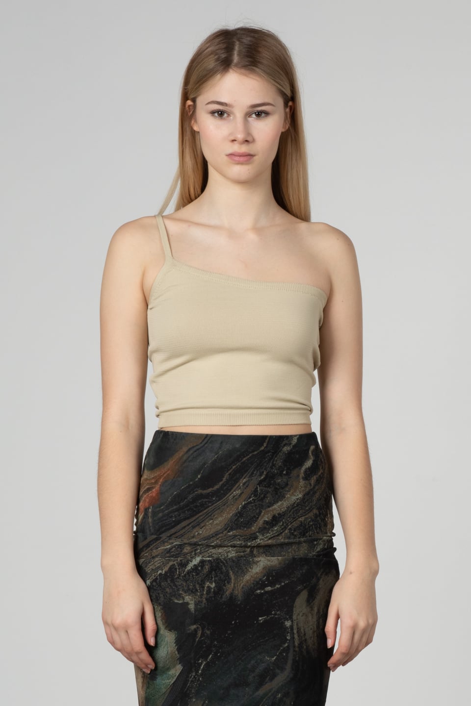 Tek askılı crop body-8964 Taş