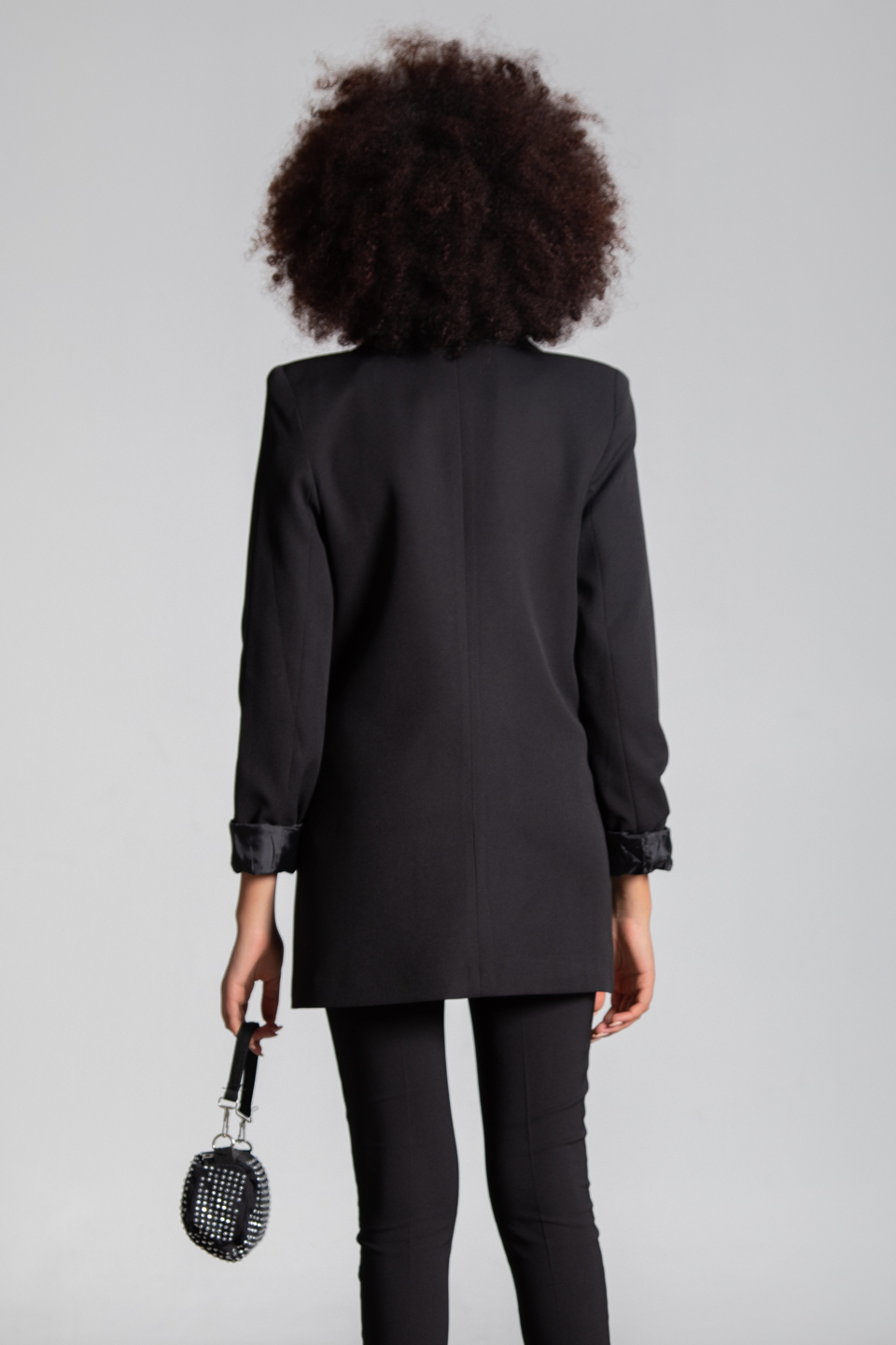 Tek düğmeli blazer ceket-7068 Siyah