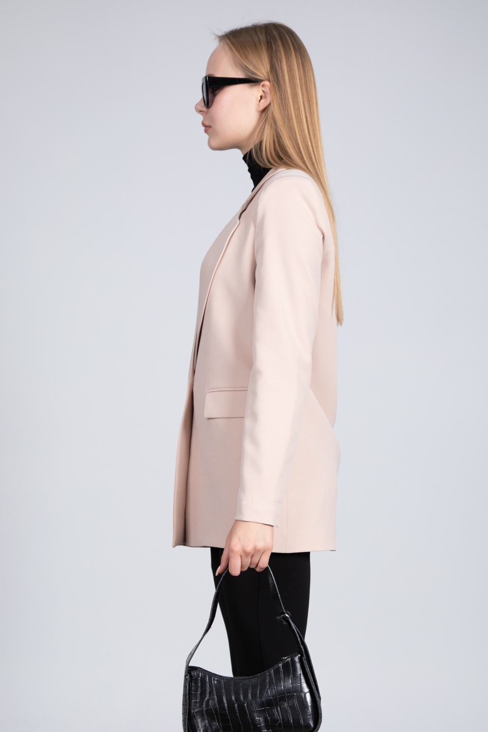 Tek düğmeli blazer ceket-7068 Taş