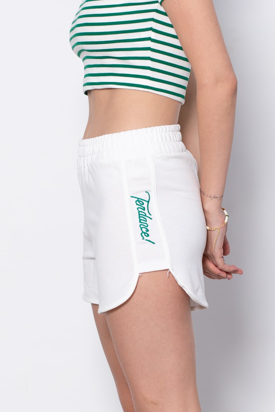 Tendance baskılı mini şort-DVN0298 Ekru