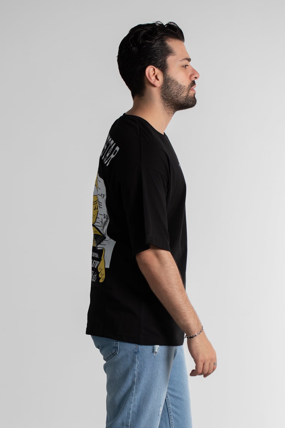 Thug lıfe baskılı oversıze t-shirt-4008 Siyah