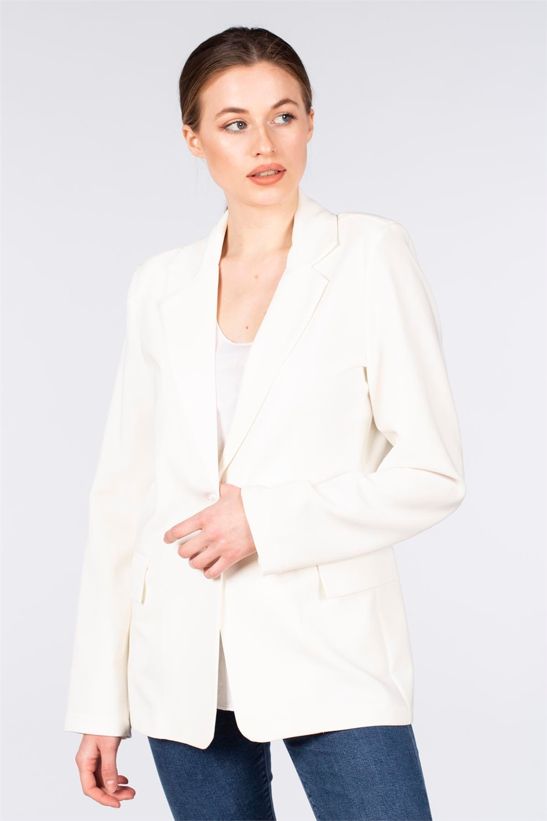 Torba Cep Blazer Ceket-Ekru