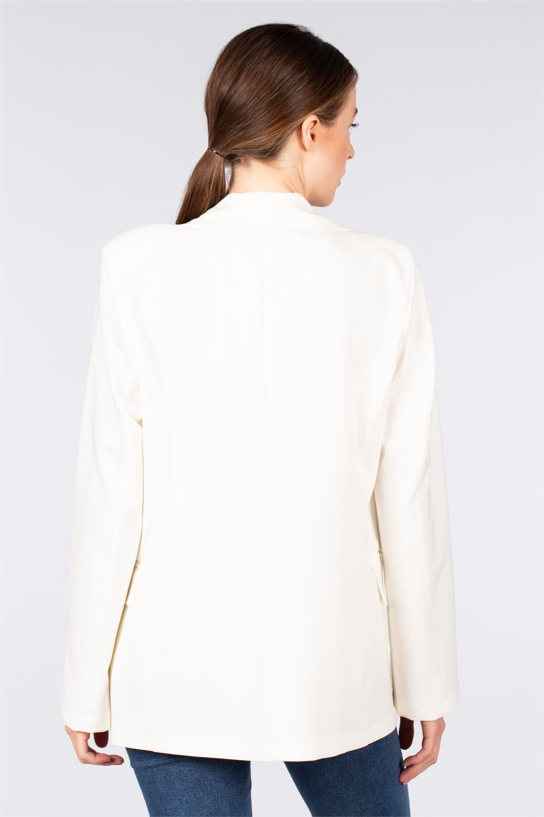 Torba Cep Blazer Ceket-Ekru
