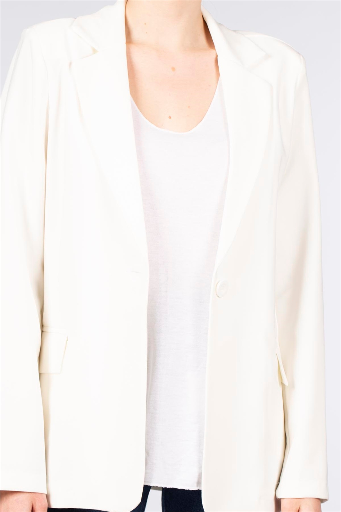 Torba Cep Blazer Ceket-Ekru