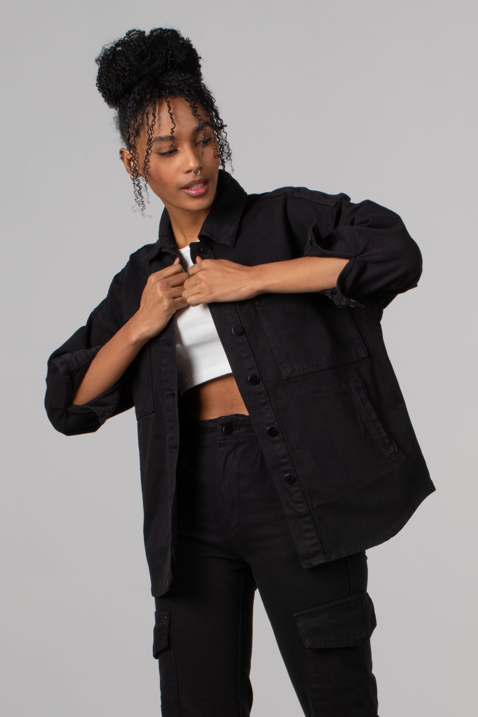Torba cep gabardin ceket-1003 Siyah