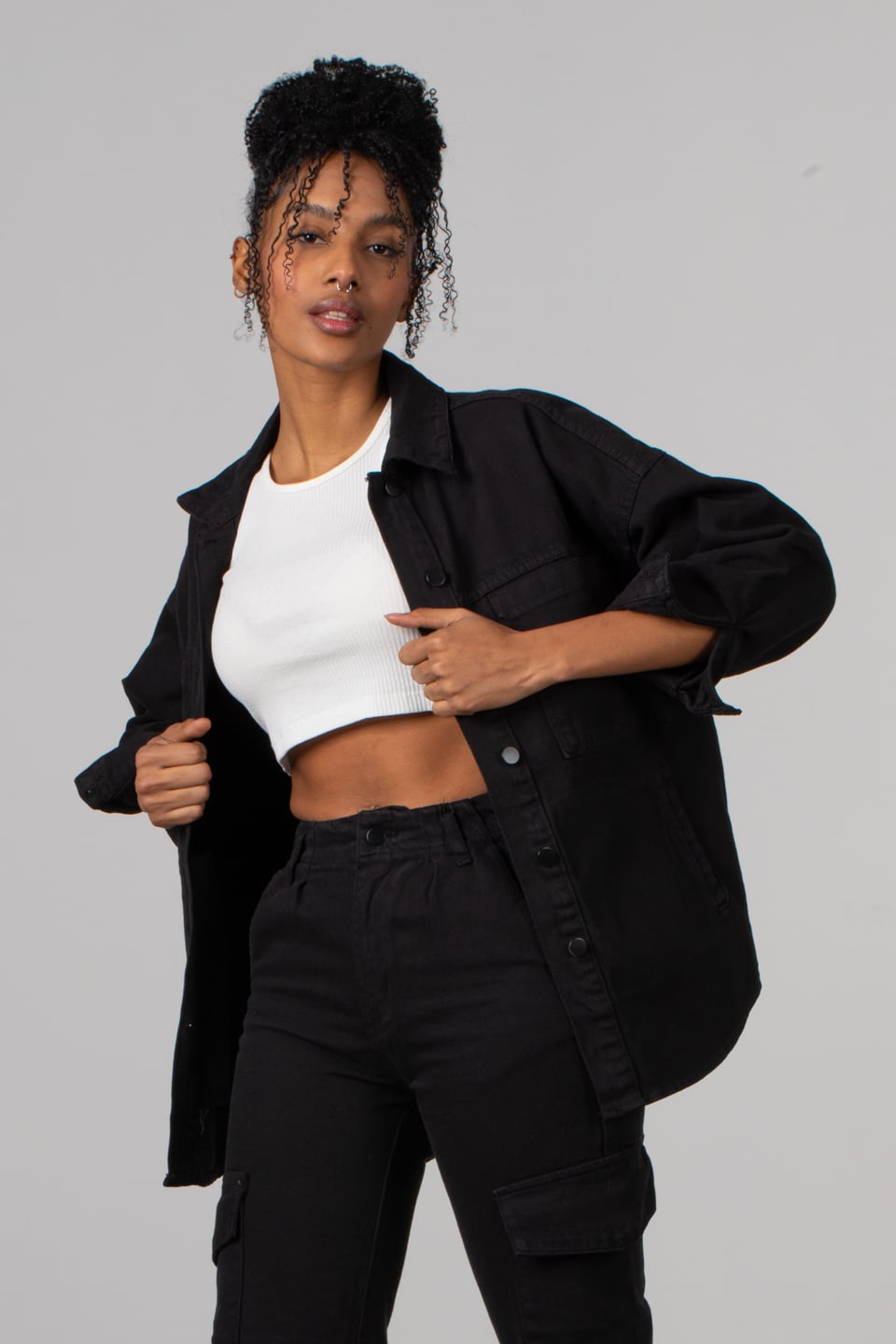 Torba cep gabardin ceket-1003 Siyah