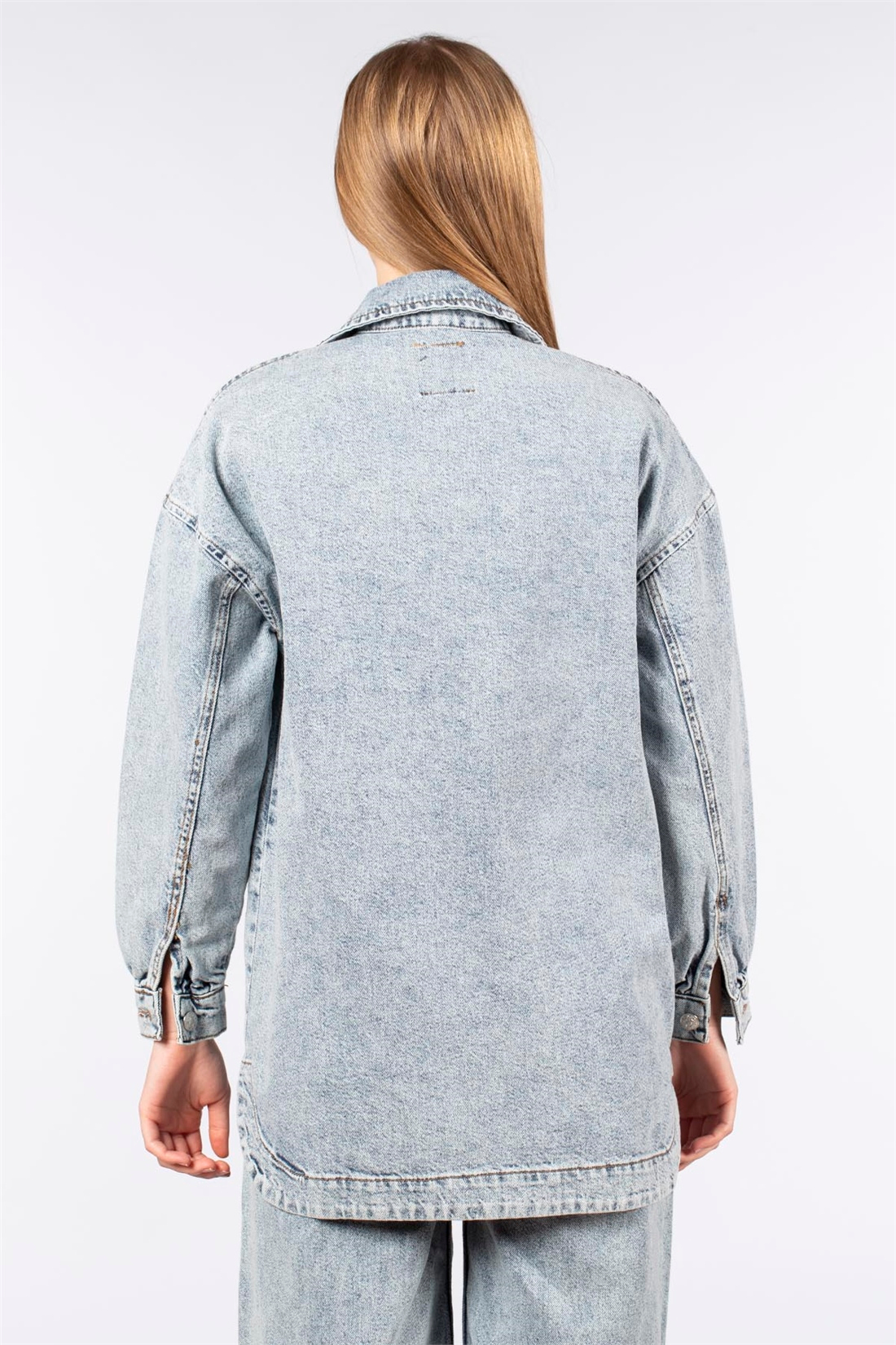 Torba Cepli Oversize Kot Ceket-Mavi