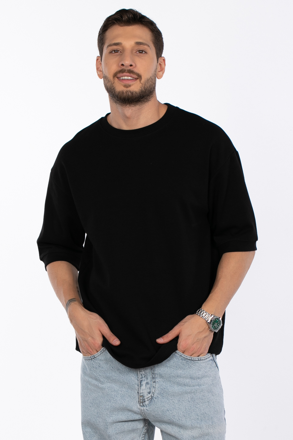 Truvakar kol sweatshirt MINIMAL CLOTHING-1145 Siyah