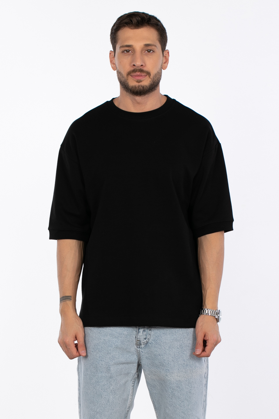 Truvakar kol sweatshirt MINIMAL CLOTHING-1145 Siyah