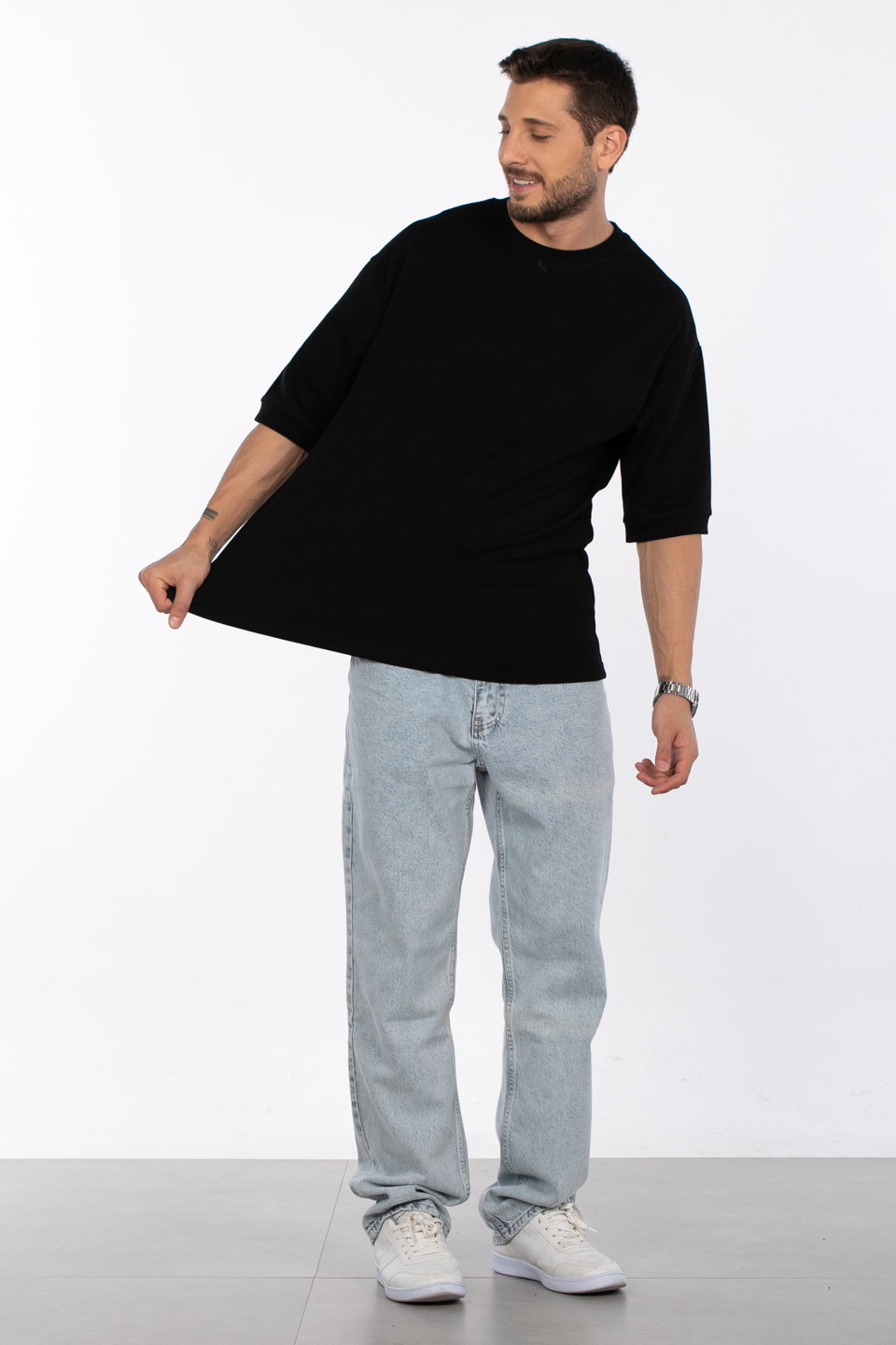 Truvakar kol sweatshirt MINIMAL CLOTHING-1145 Siyah