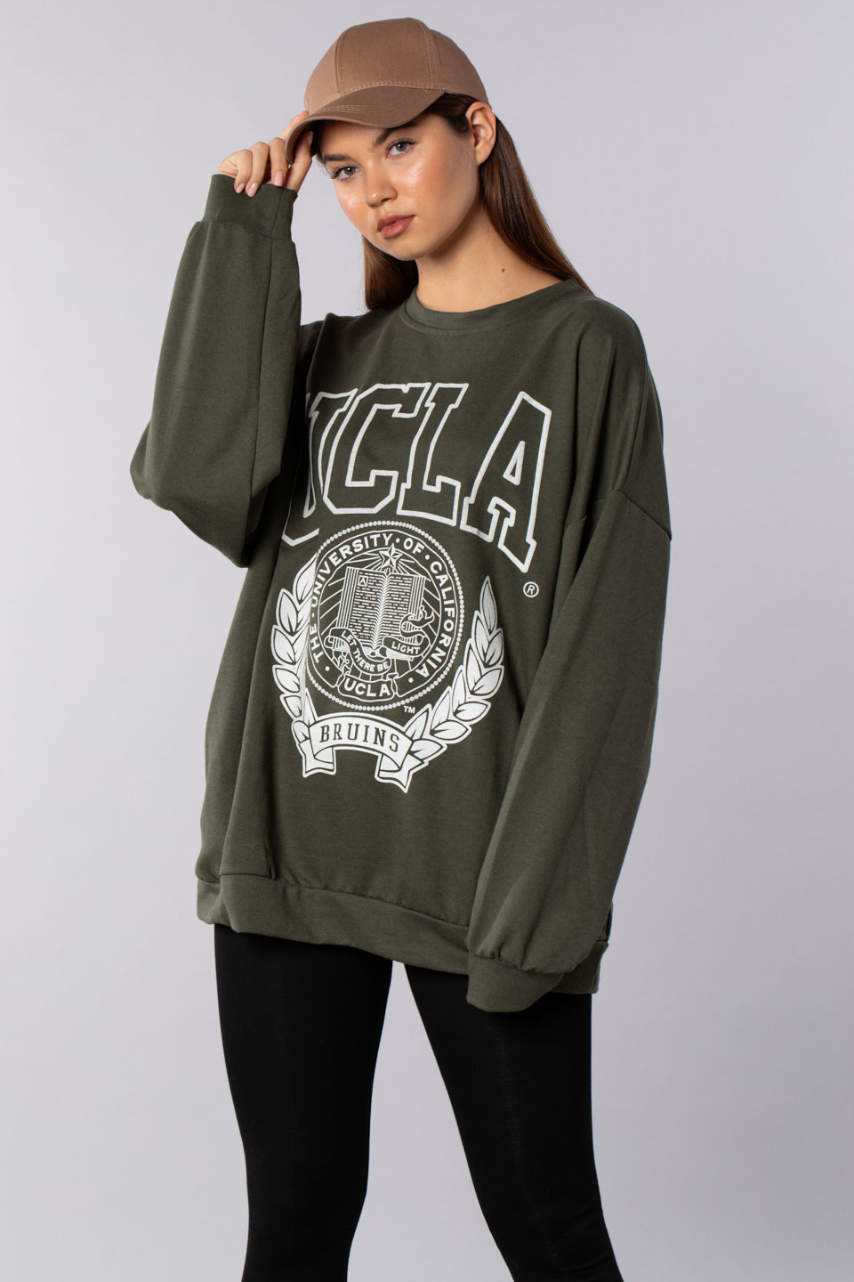Ucla baskılı sweatshırt-502 Haki