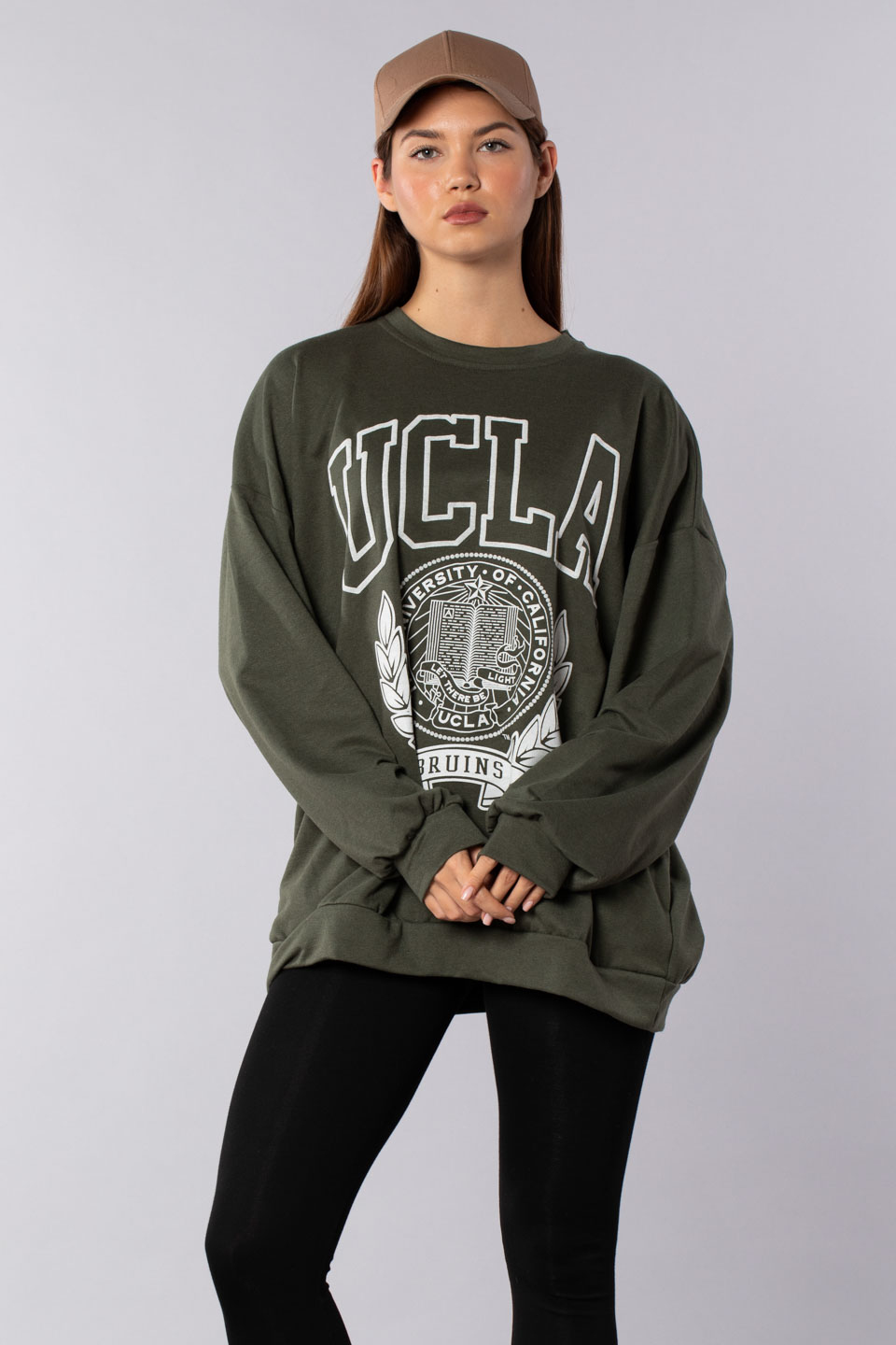 Ucla baskılı sweatshırt-502 Haki