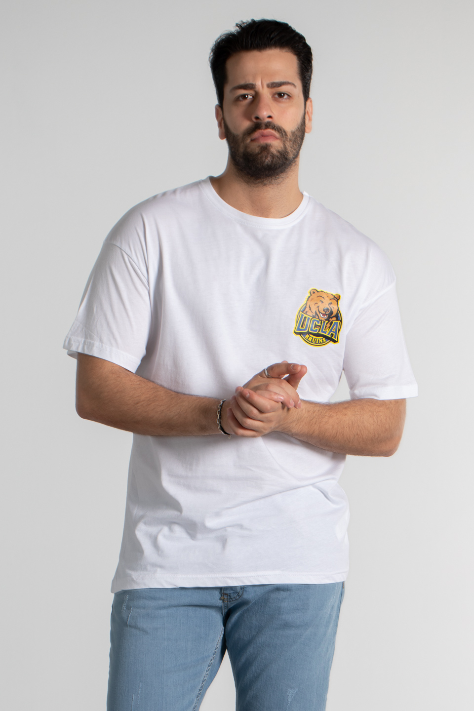 Ucla yazı baskılı t-shirt-4050 Beyaz