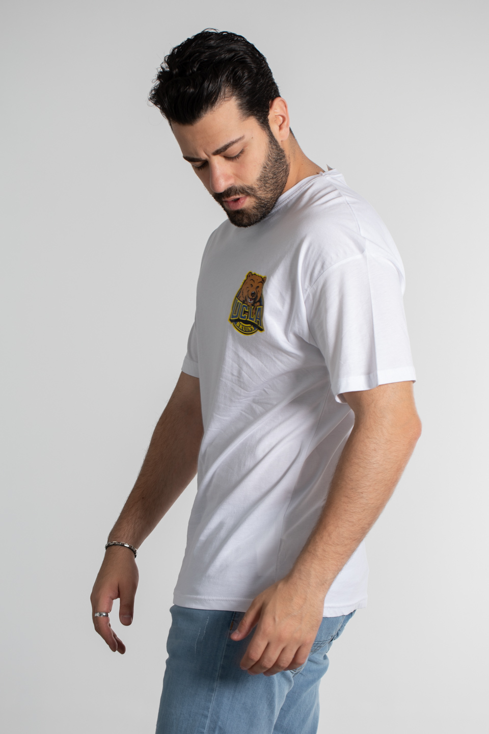 Ucla yazı baskılı t-shirt-4050 Beyaz