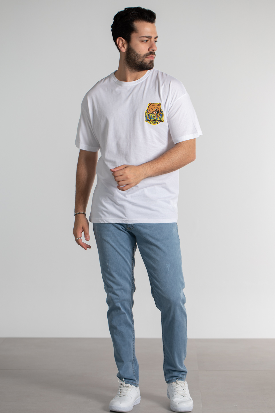 Ucla yazı baskılı t-shirt-4050 Beyaz