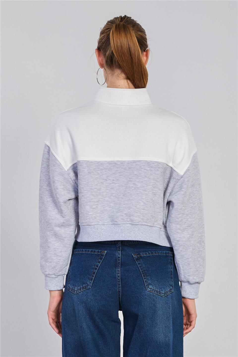 Ucla yazılı garnili sweatshirt-5776 Kar Melanj/Ekru