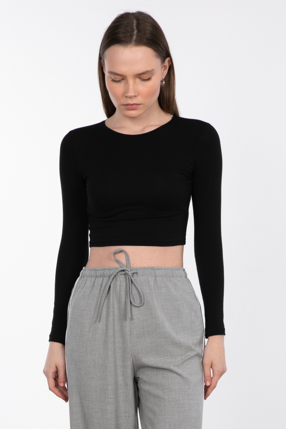 Uzun kol crop body-R990 Siyah