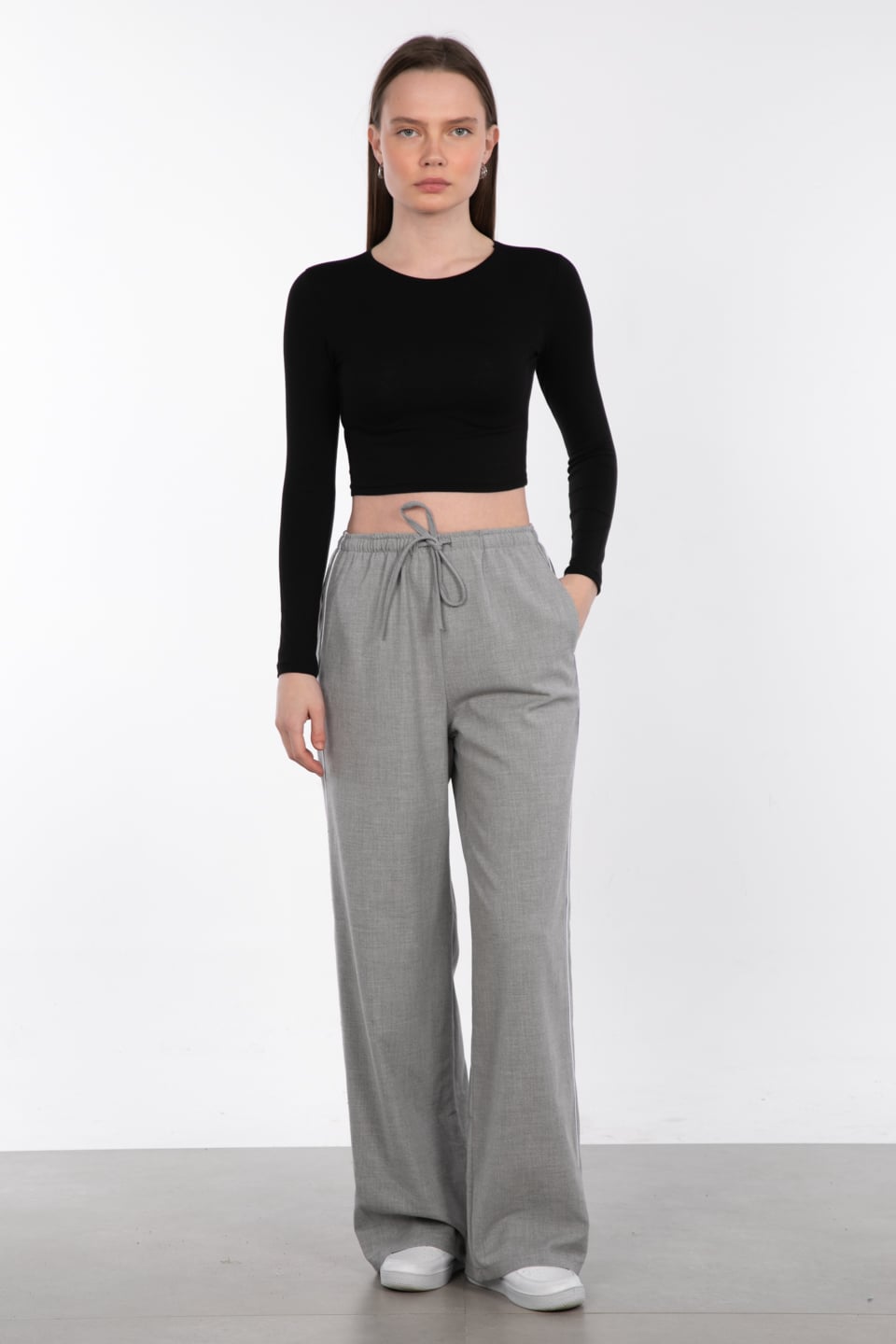 Uzun kol crop body-R990 Siyah