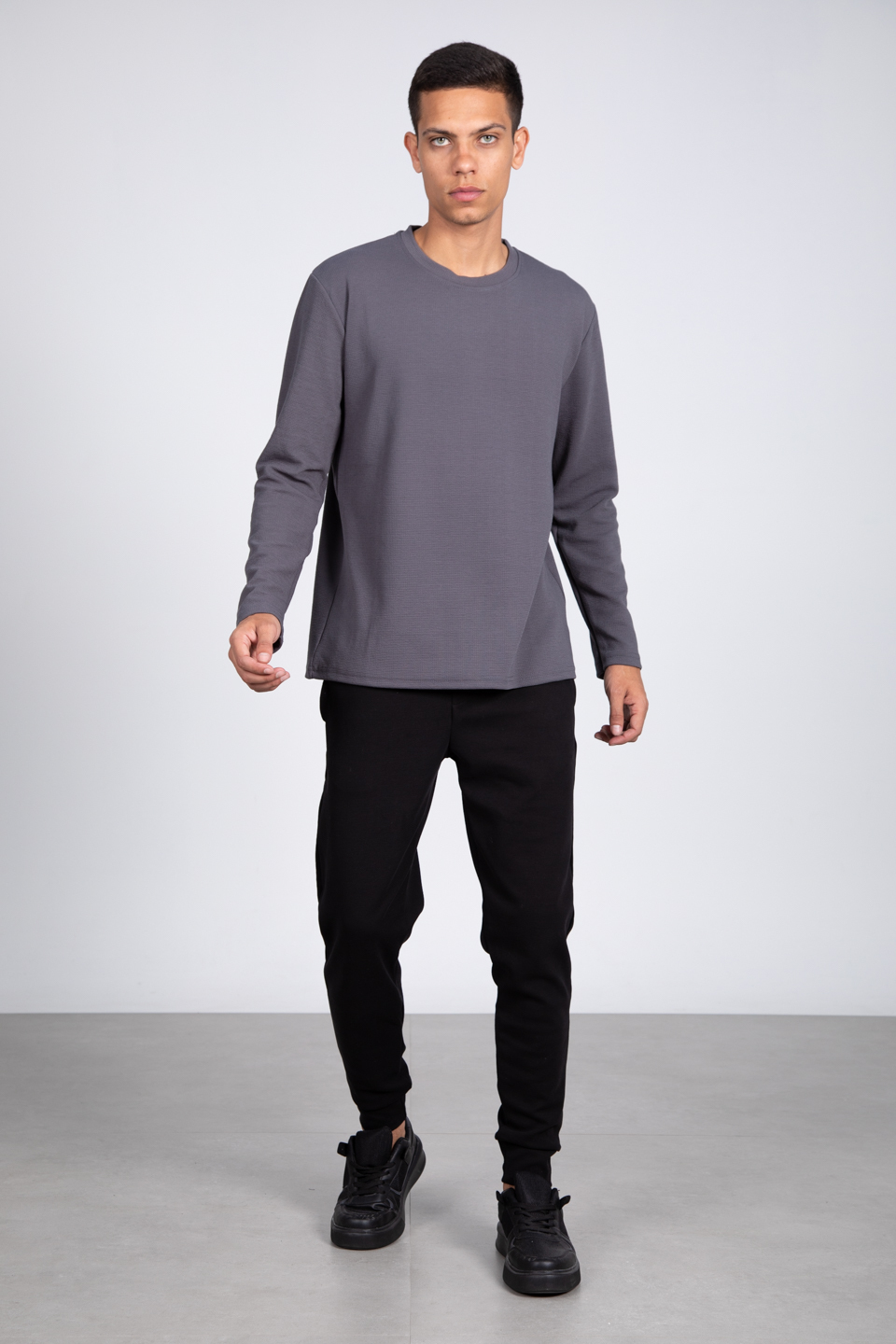 Uzun kol relax kalıp sweatshirt-8045 Antrasit