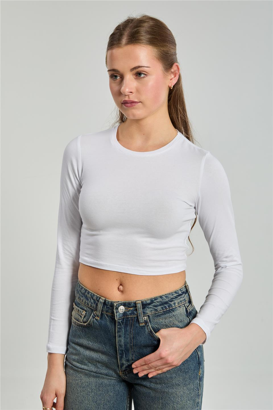 Uzun kollu body-K660 Beyaz