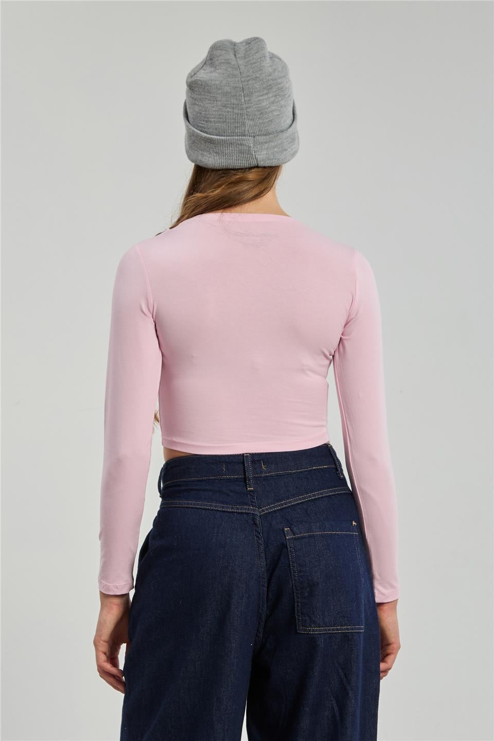 Uzun kollu body-K660 Pembe