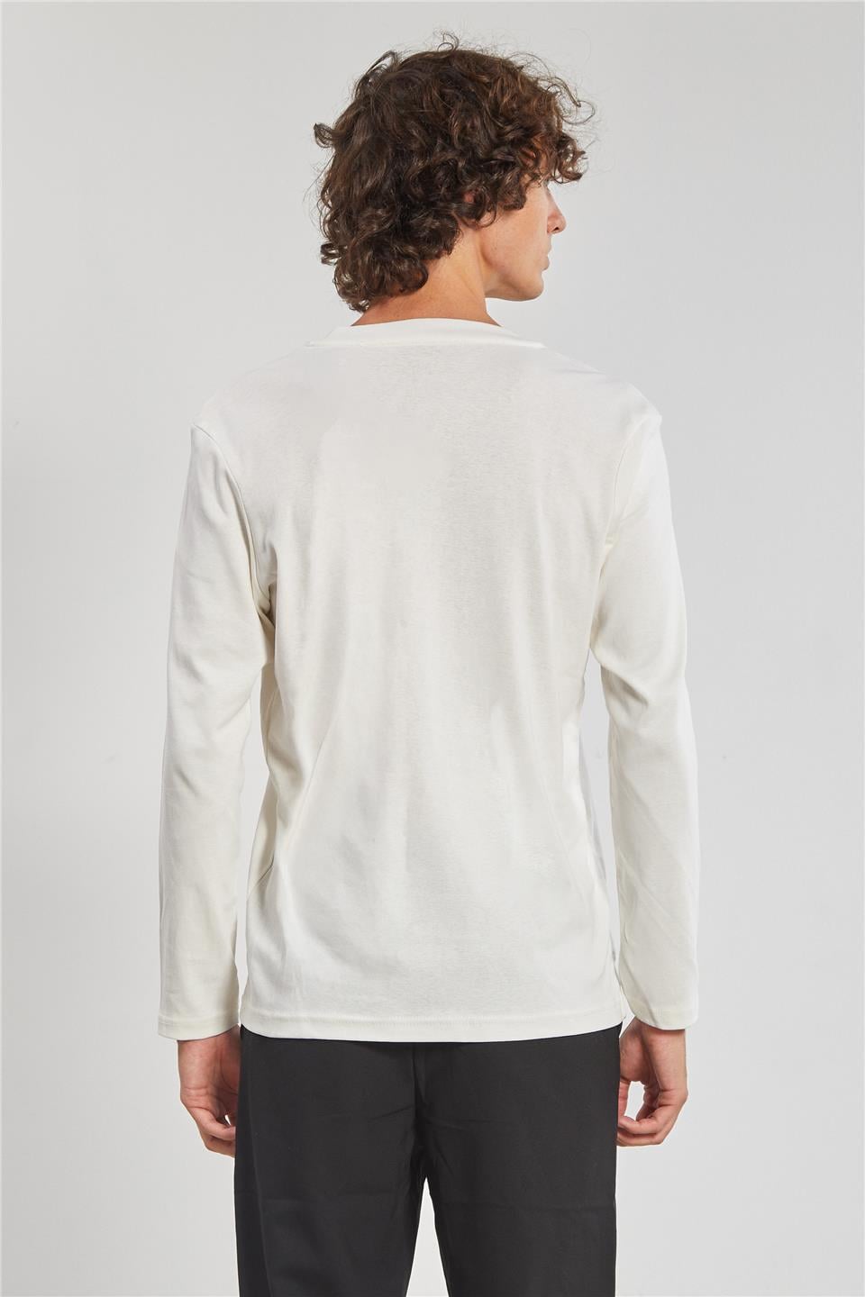Uzun Kollu Erkek Sweat- Ekru
