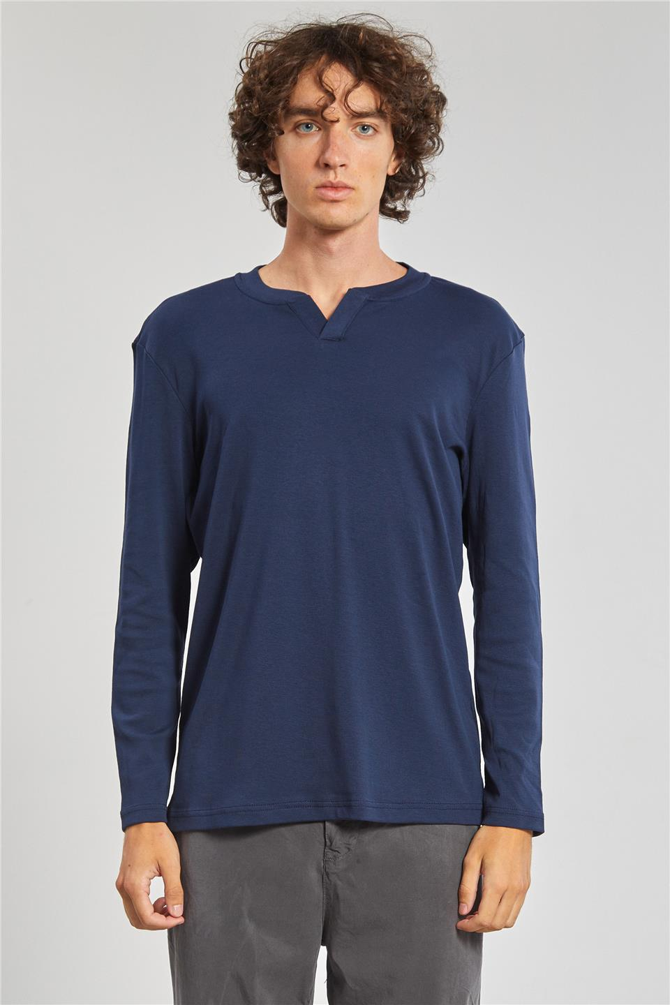 Uzun Kollu Erkek Sweat - İndigo
