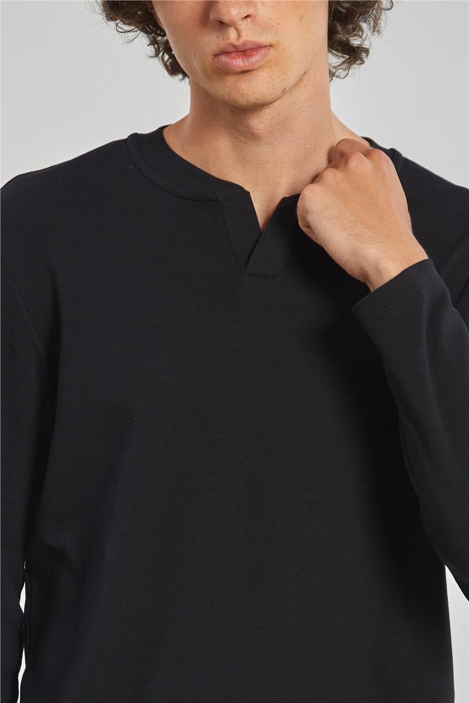 Uzun Kollu Erkek Sweat - Siyah