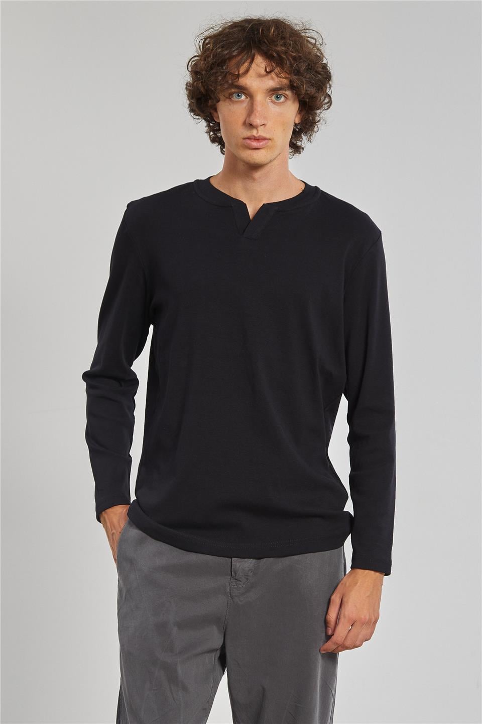 Uzun Kollu Erkek Sweat - Siyah