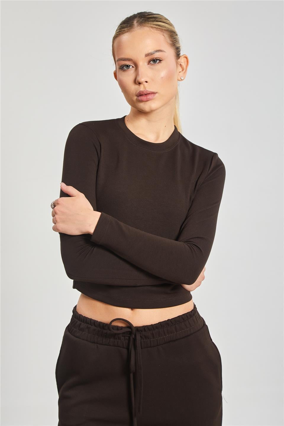 Uzun kollu ikili modal takım-2541 Acı Kahve