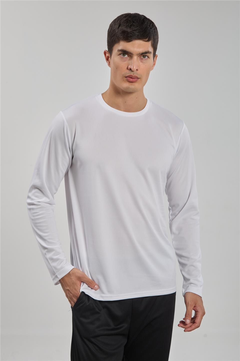 Uzun kollu sporcu t-shirt-THOR Beyaz