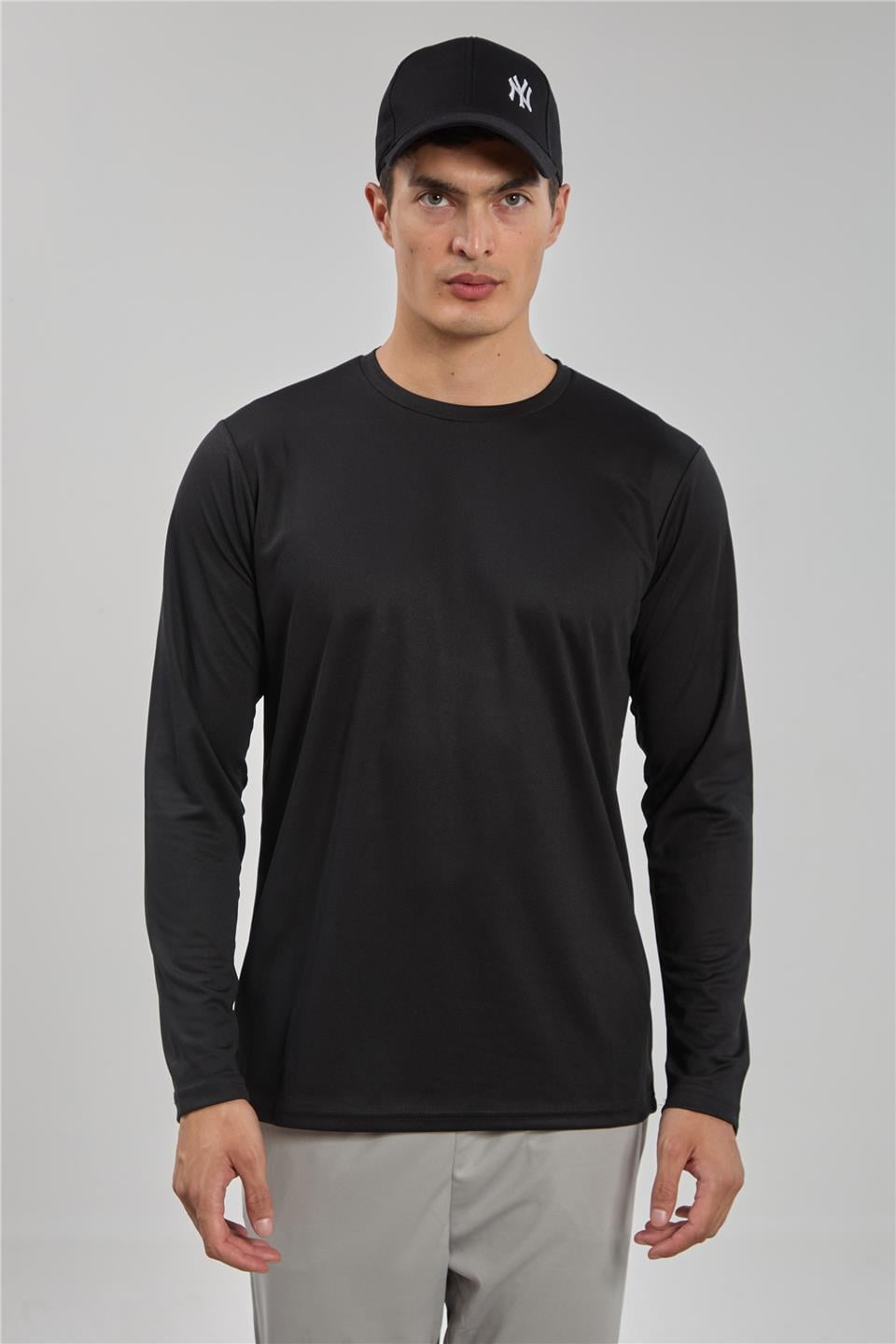 Uzun kollu sporcu t-shirt-THOR Siyah