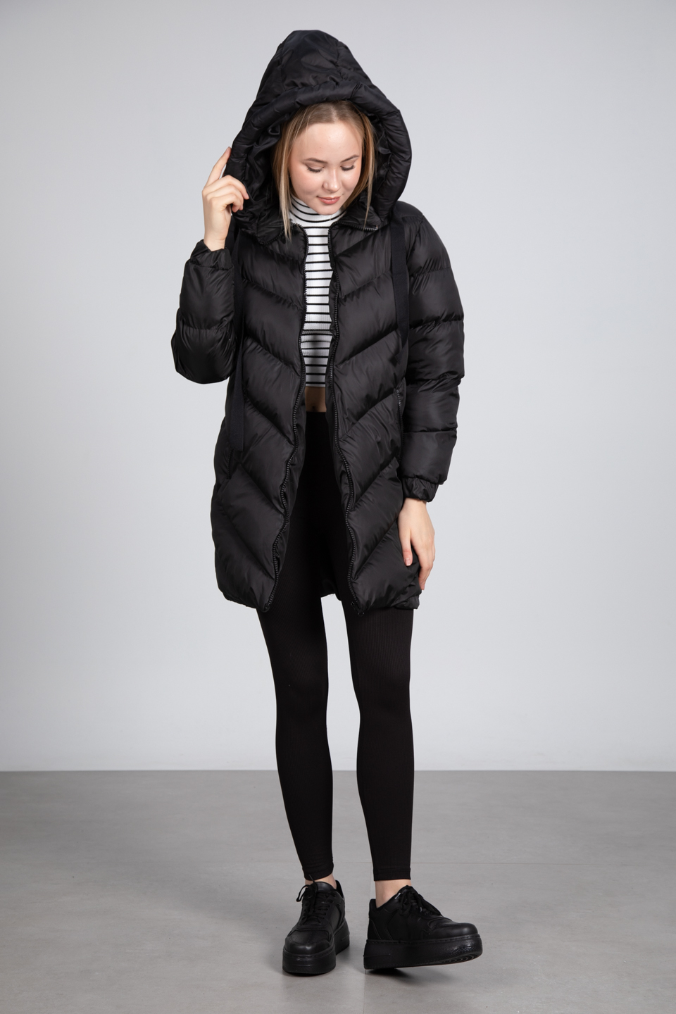 Uzun oversize mont-22-266 Siyah