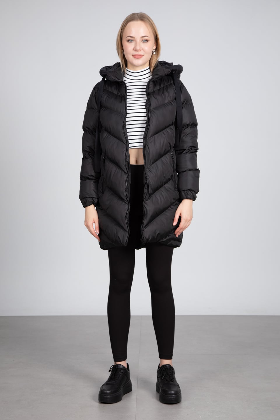 Uzun oversize mont-22-266 Siyah