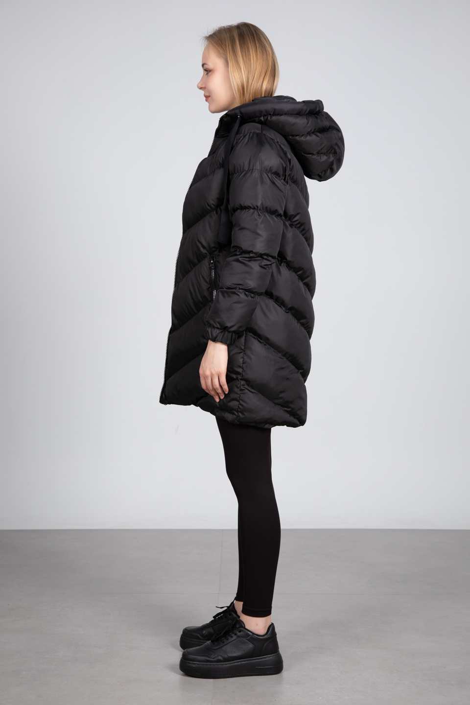 Uzun oversize mont-22-266 Siyah