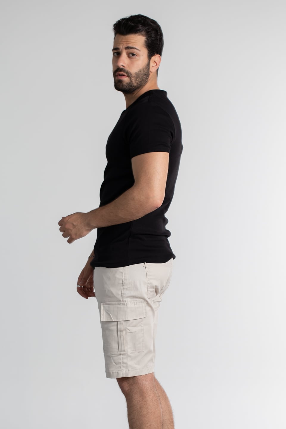 V yaka basıc t-shırt-2144 Siyah