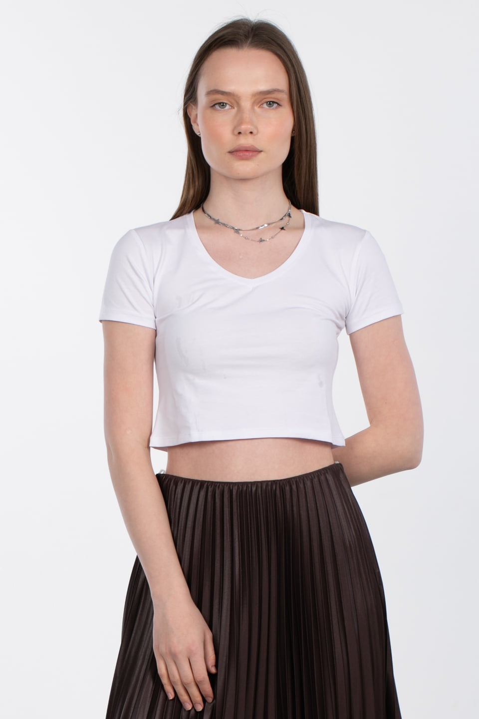 V yaka crop body-R531 Beyaz