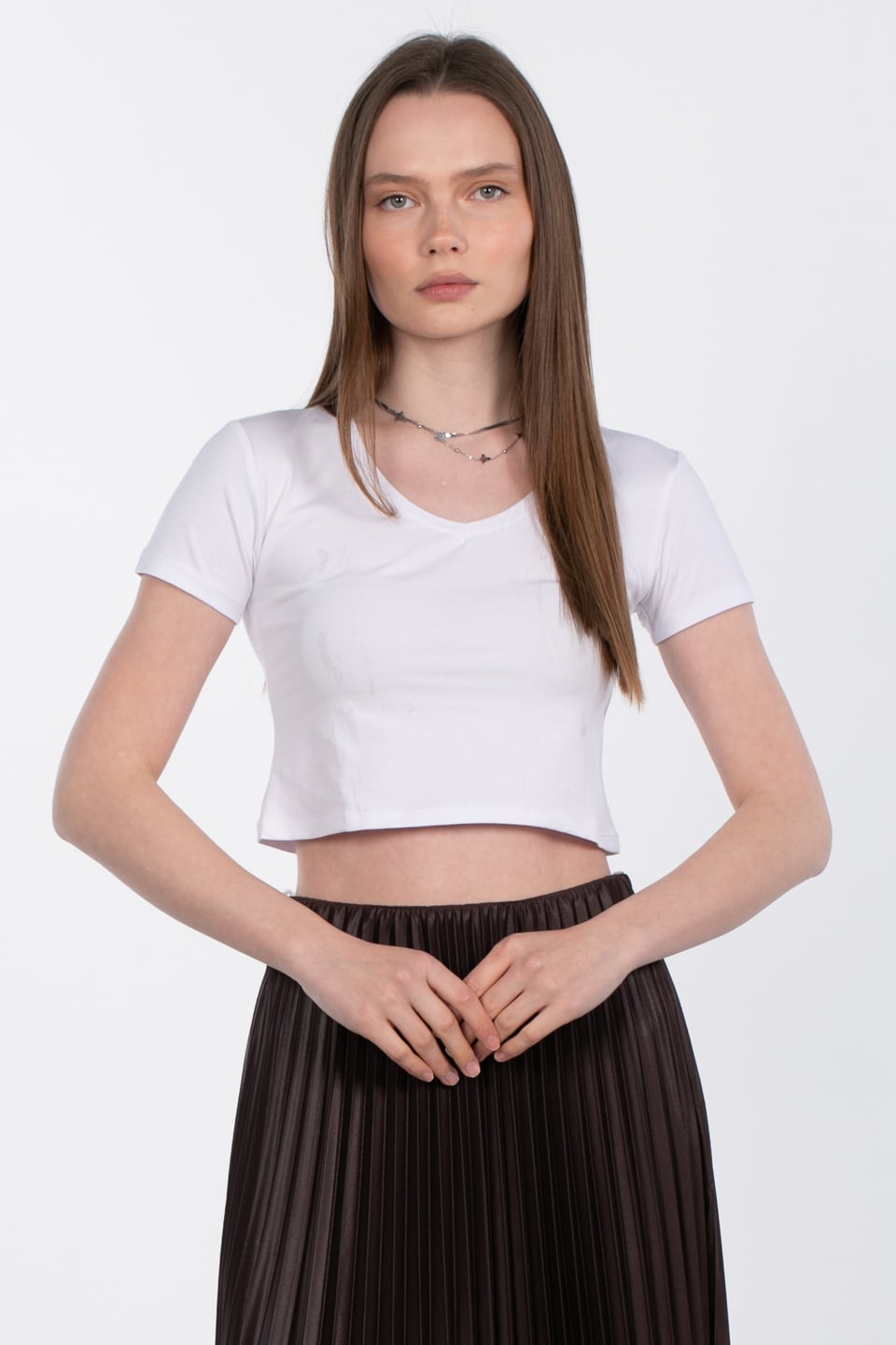 V yaka crop body-R531 Beyaz