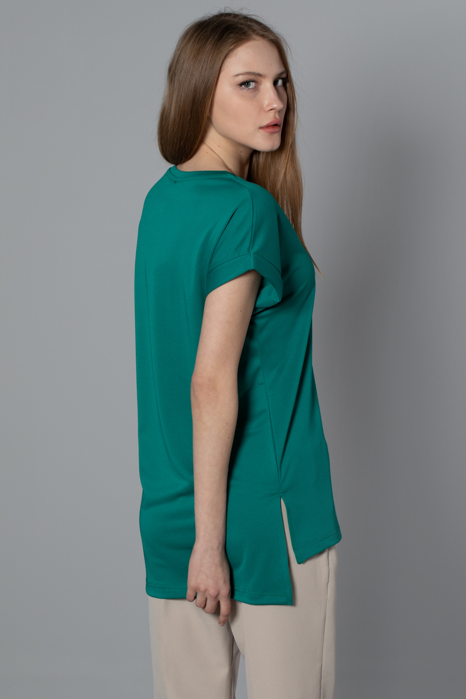 V yaka double kol t-shırt-8000 Benetton