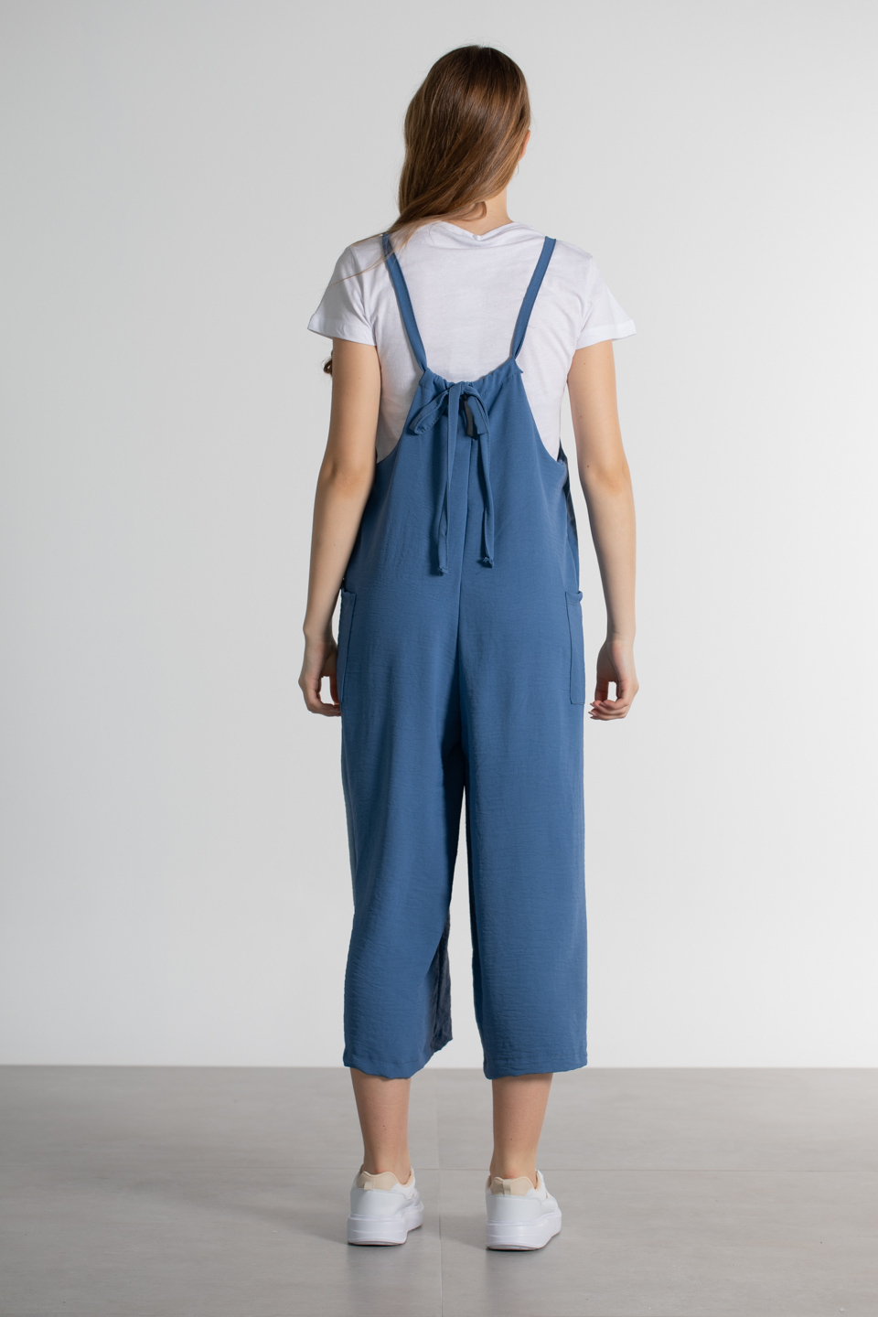 V yaka torba cepli tulum-3915 İndigo