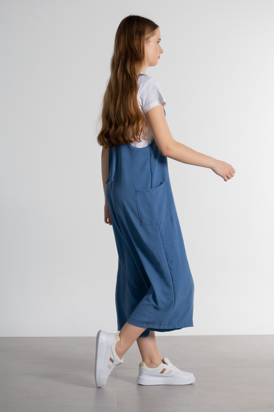 V yaka torba cepli tulum-3915 İndigo