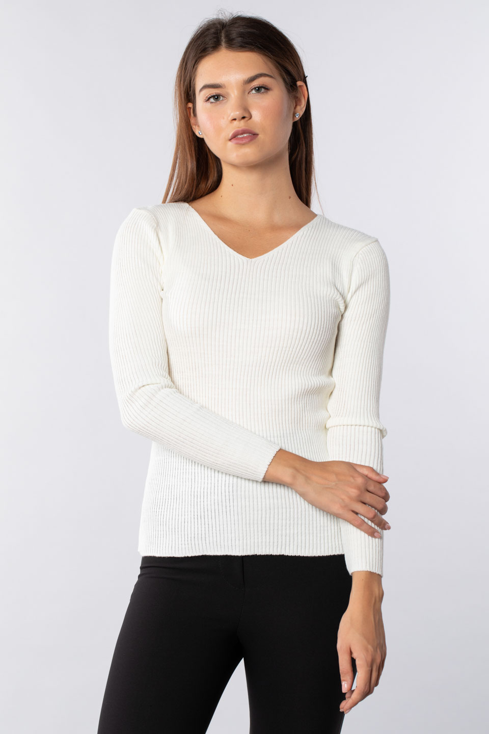 V yaka triko body-2141 Ekru
